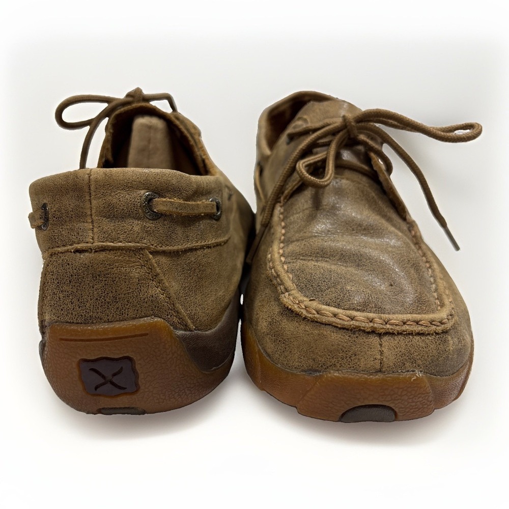 Twisted X Bomber Brown Leather Driving Mocs Boat Shoes Men's 10.5W Wide
